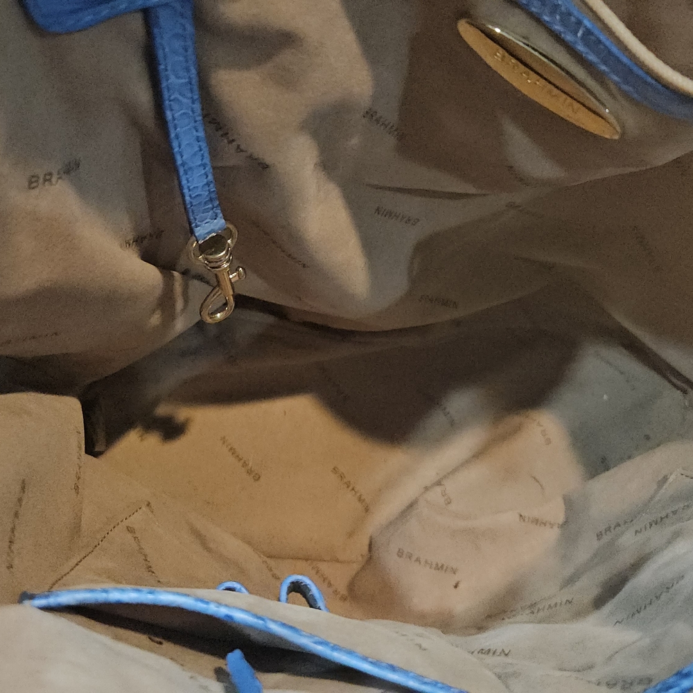 Brahmin Blue Crocodile Embossed Tote Bag - Picture 5 of 5